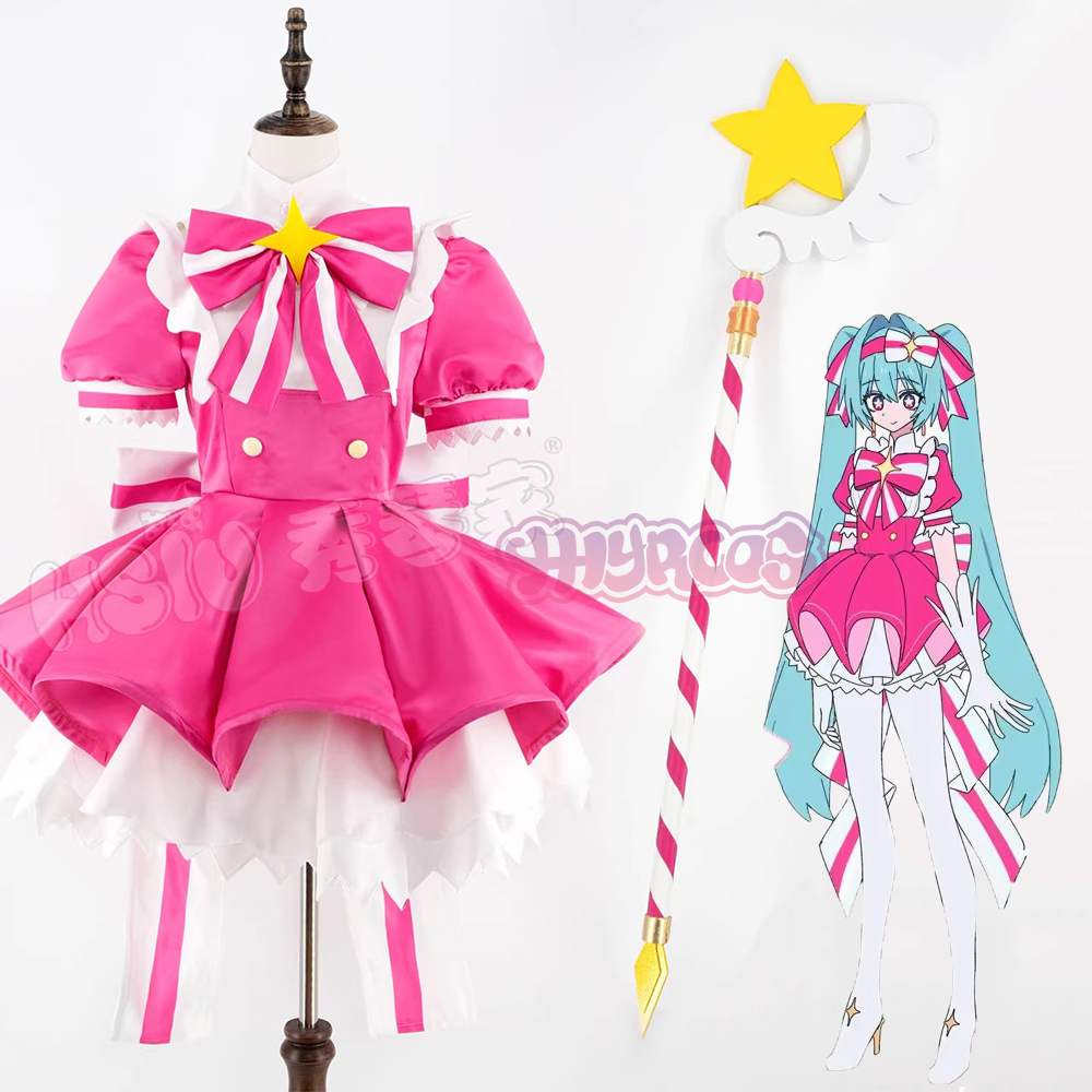 Cosplay Prop Diy - MMiku リトライコスプレ衣装ウィッグピンクドレス小道具アニメ制服ハロウィンカーニバルパーティー衣装女性女の子ロールプレイ